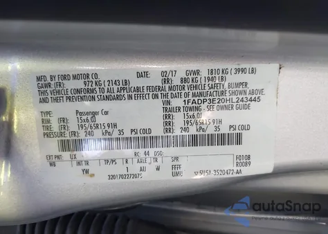 2017 Ford Focus S from USA, damaged, VIN 1FADP3E20HL243445